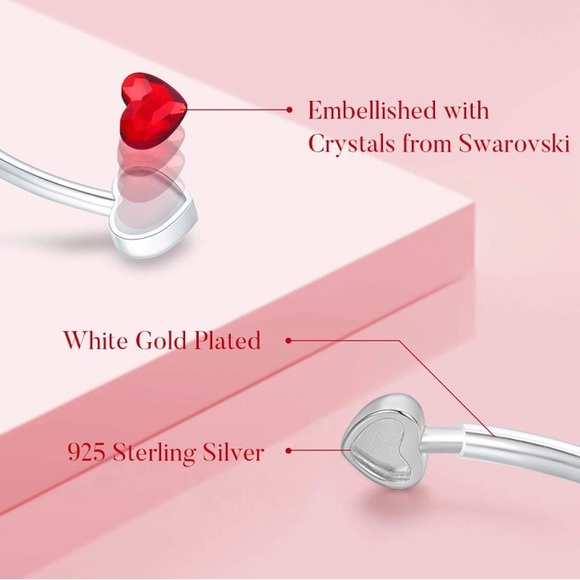 Ruby heart open bracelet, new in box - Picture 4 of 5